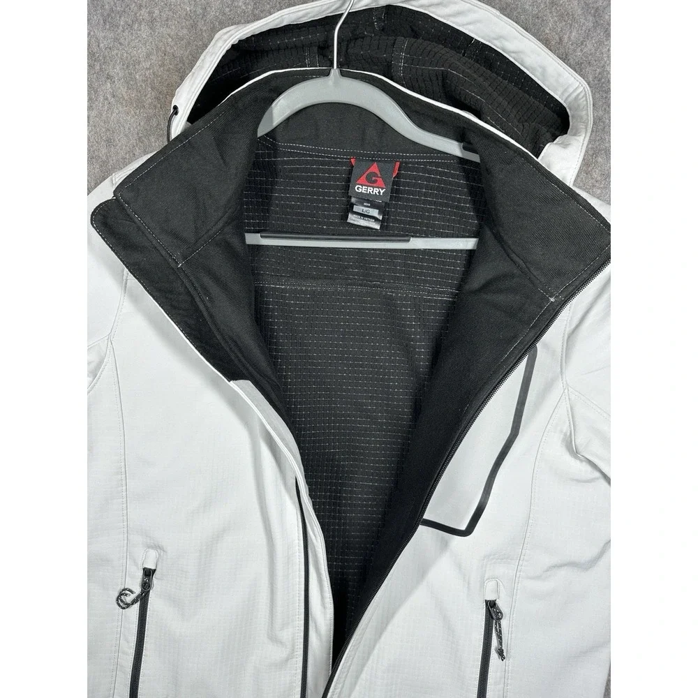 Gerry Softshell Jacket Mens Large Hooded Full Zip Gray Outdoor‎ 1791630